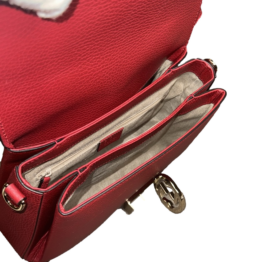 Gucci  Interlocking Red Leather Shoulder Bag NWOT - Picture 8 of 8